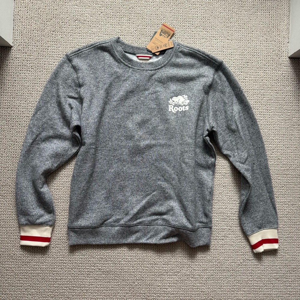 Roots Cabin Fleece Crew in Heather Gray Crewneck Sweater